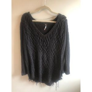 Free People Large Distressed Sweater in Grey
